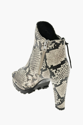 10cm Reptile Effect Leather MICHELA Ankle Boots With Braided Laces