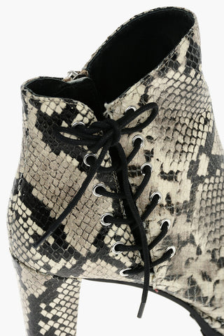 10cm Reptile Effect Leather MICHELA Ankle Boots With Braided Laces