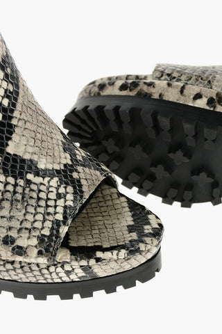 10cm Reptile Effect Leather MICHELA Ankle Boots With Braided Laces