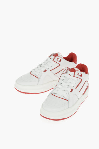 4cm Two-Tone Leather Low-Top Sneakers with Platform