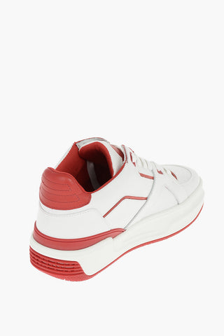 4cm Two-Tone Leather Low-Top Sneakers with Platform