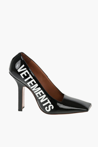 11,5cm Patent Leather Squared-toe Pumps with Side Logo