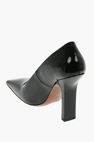 11,5cm Patent Leather Squared-toe Pumps with Side Logo