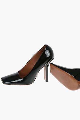 11,5cm Patent Leather Squared-toe Pumps with Side Logo