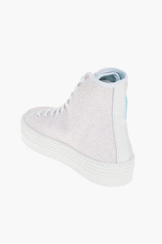 Glittered HIgh Top Sneakers with Contrasting Rubber Sole