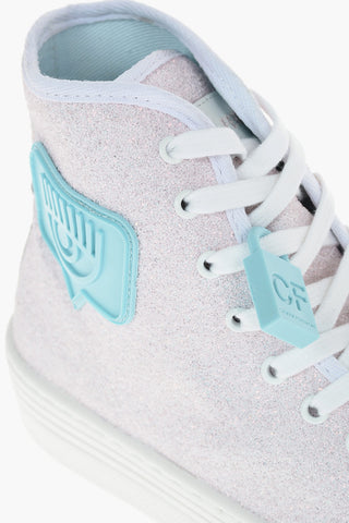Glittered HIgh Top Sneakers with Contrasting Rubber Sole