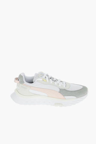 Faux Suede Details Low-Top Sneakers with Crossed Laces