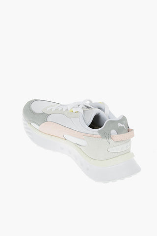 Faux Suede Details Low-Top Sneakers with Crossed Laces