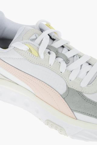 Faux Suede Details Low-Top Sneakers with Crossed Laces