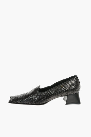 4,5cm Braided Leather BRIANNA Loafers With Square Toe