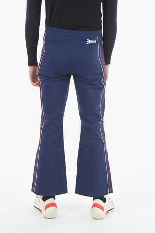 Pantaloni Flare in Tessuto Tech Rifiniture Bicolore a Contrasto