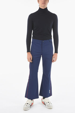 Pantaloni Flare in Tessuto Tech Rifiniture Bicolore a Contrasto