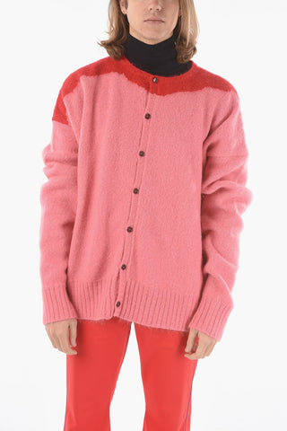 Color-block Wool-blend Oversized Cardigan