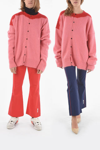 Color-block Wool-blend Oversized Cardigan