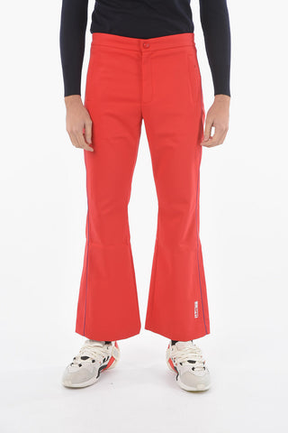 Tech Fabric Flared Pants with Contrasting Bicolor Trimmings
