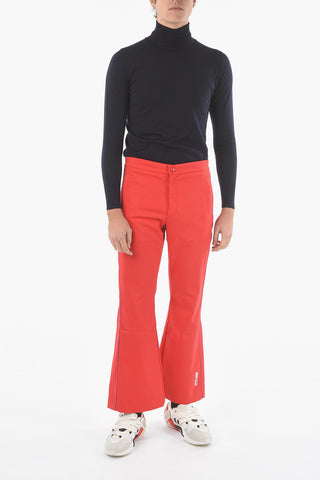 Tech Fabric Flared Pants with Contrasting Bicolor Trimmings