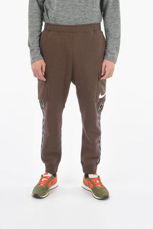 Cotton Cargo Joggers with Logo Side Stripe