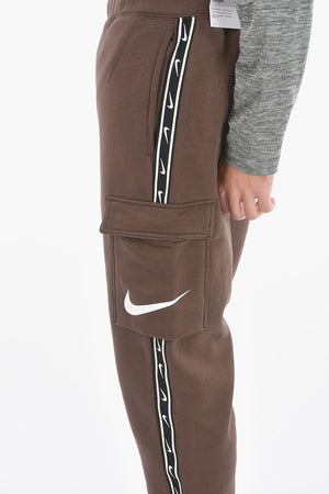 Cotton Cargo Joggers with Logo Side Stripe