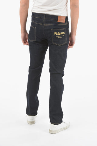 Embroidered Back Pocket Straight Fit Stretch Denims