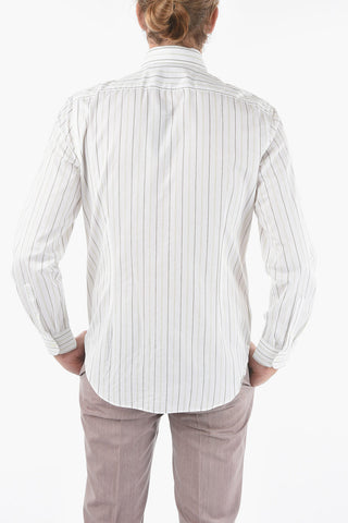 Camicia A Righe Balanced in Cotone con Collo Francese