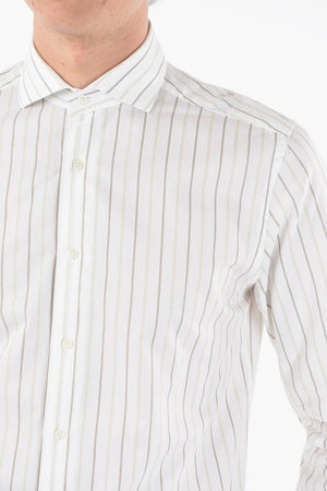 Balanced Striped Cotton Shirt With Spread Collar