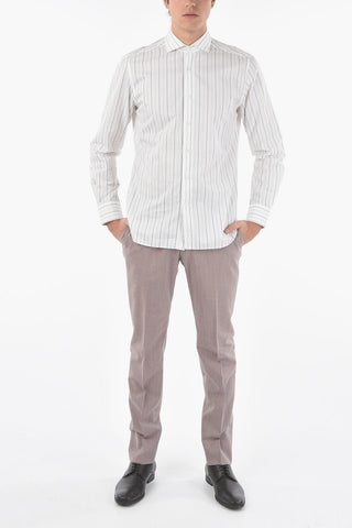 Camicia A Righe Balanced in Cotone con Collo Francese