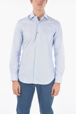 Popeline Cotton Shirt with Spread Collar