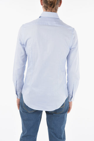Popeline Cotton Shirt with Spread Collar
