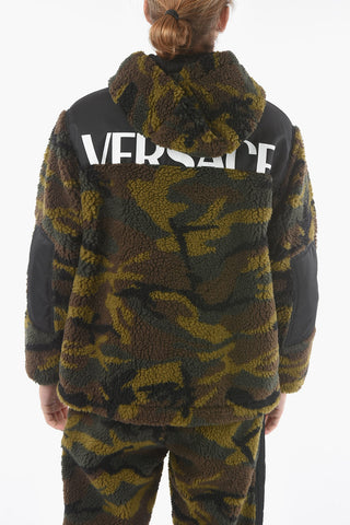 Giubbotto in Pile Camouflage con Inserti in Nylon