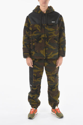 Giubbotto in Pile Camouflage con Inserti in Nylon
