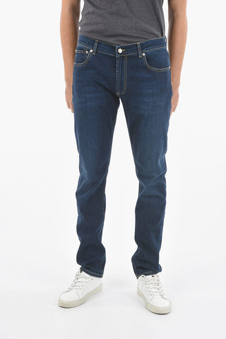 Jeans 5 Tasche Slim Fit con Tasca Posteriore Logata