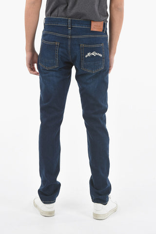 Jeans 5 Tasche Slim Fit con Tasca Posteriore Logata