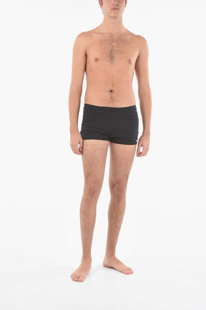 SWIM Boxer Swimsuit Solid-Color SQUARE LEG with Elastic Waistband