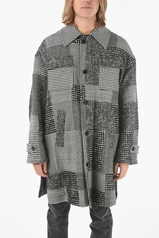 Patchwork Wool Blend Quilted Coat