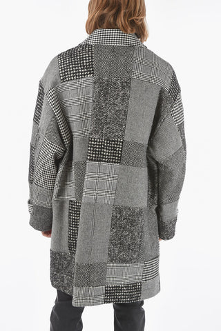 Patchwork Wool Blend Quilted Coat