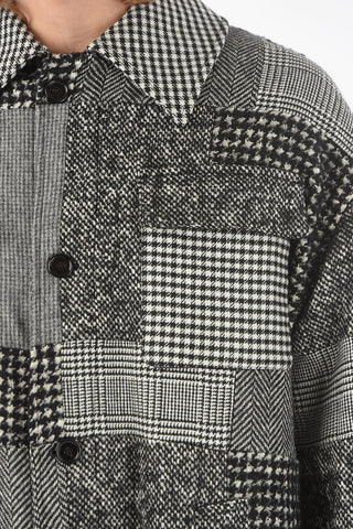 Patchwork Wool Blend Quilted Coat