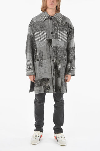 Patchwork Wool Blend Quilted Coat