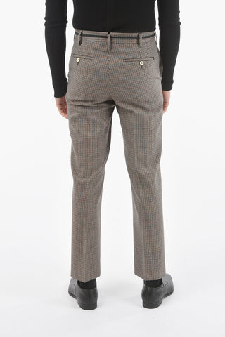 Pantaloni in Lana Vergine Pied de Poule con Coulisse in Vita