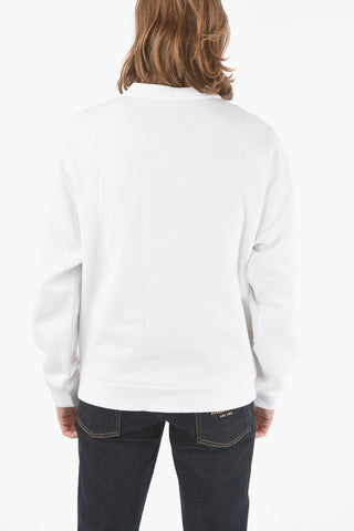 Crewneck Sweater with Multicolor Embroidered Logo