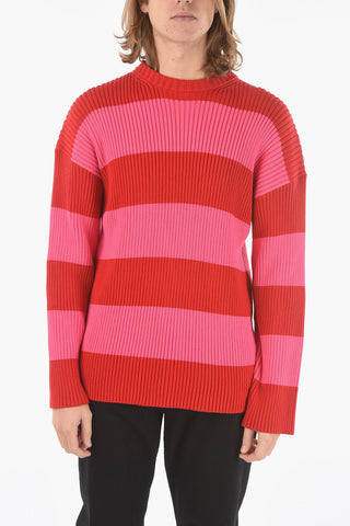 Crew Neck Awning Stripe Cotton UNISEX Pullover