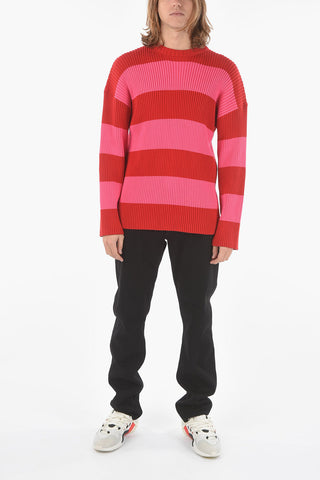 Crew Neck Awning Stripe Cotton UNISEX Pullover