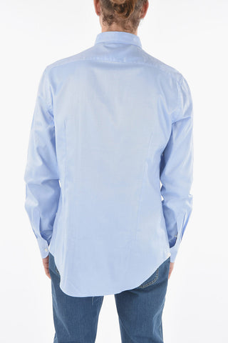 Piquè Cotton Spread Collar Shirt