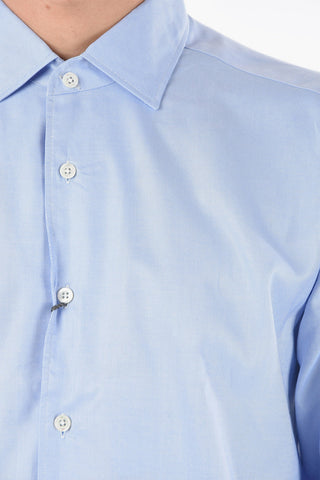 Piquè Cotton Spread Collar Shirt