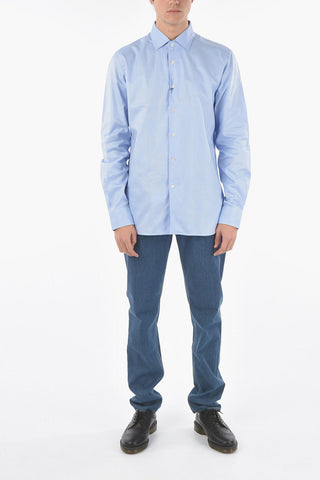 Piquè Cotton Spread Collar Shirt