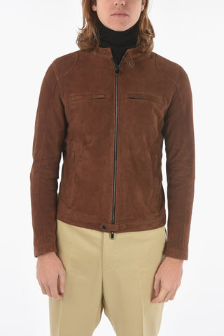 Giubbotto Biker RICK in Pelle Scamosciata con Zip Frontale