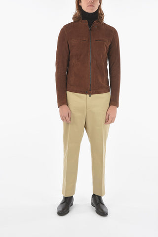 Giubbotto Biker RICK in Pelle Scamosciata con Zip Frontale