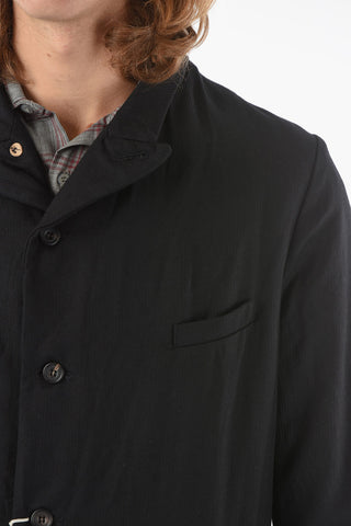 Peak Lapel Vintage Effect Wool Coat
