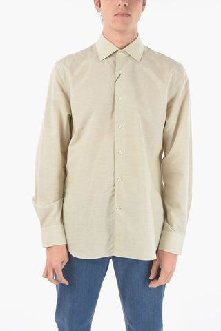 Solid Color Spread Collar Shirt