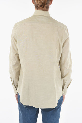 Solid Color Spread Collar Shirt