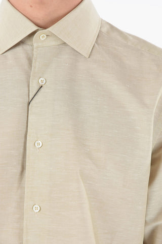 Solid Color Spread Collar Shirt